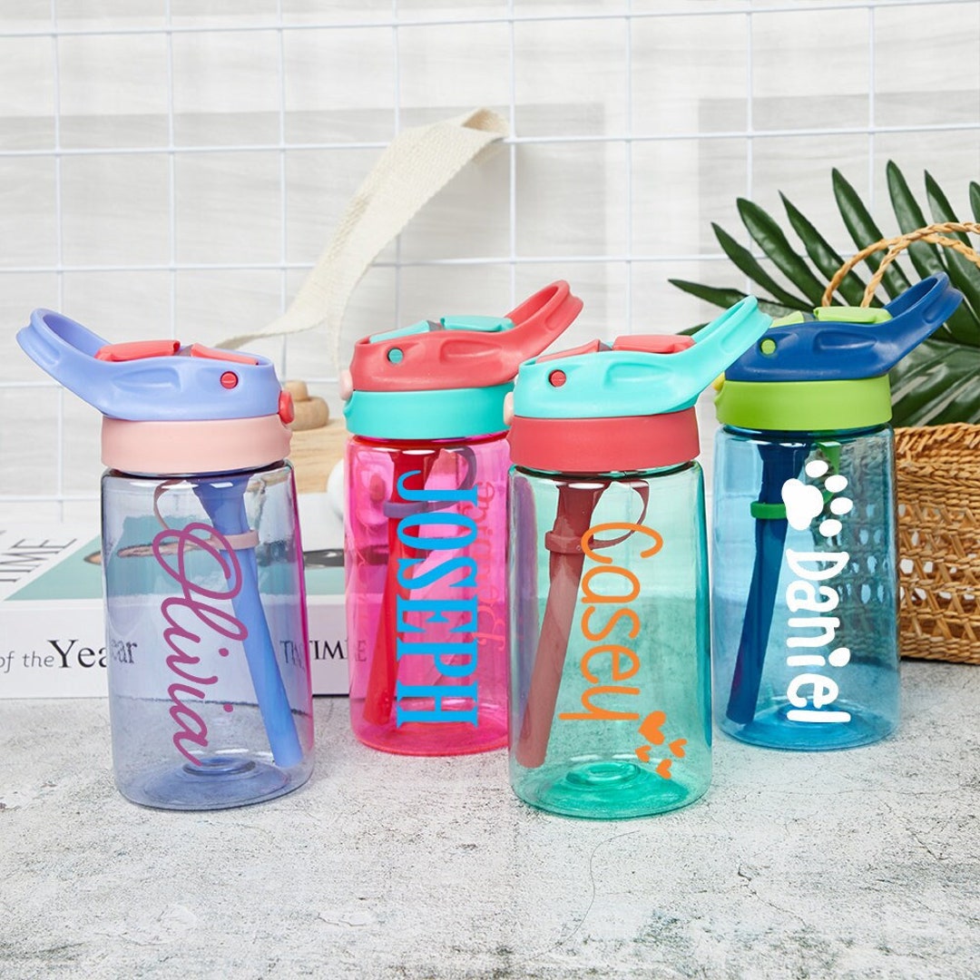 Personalized Kids Water Bottle,water Bottle With Straw,custom Kids Name ...