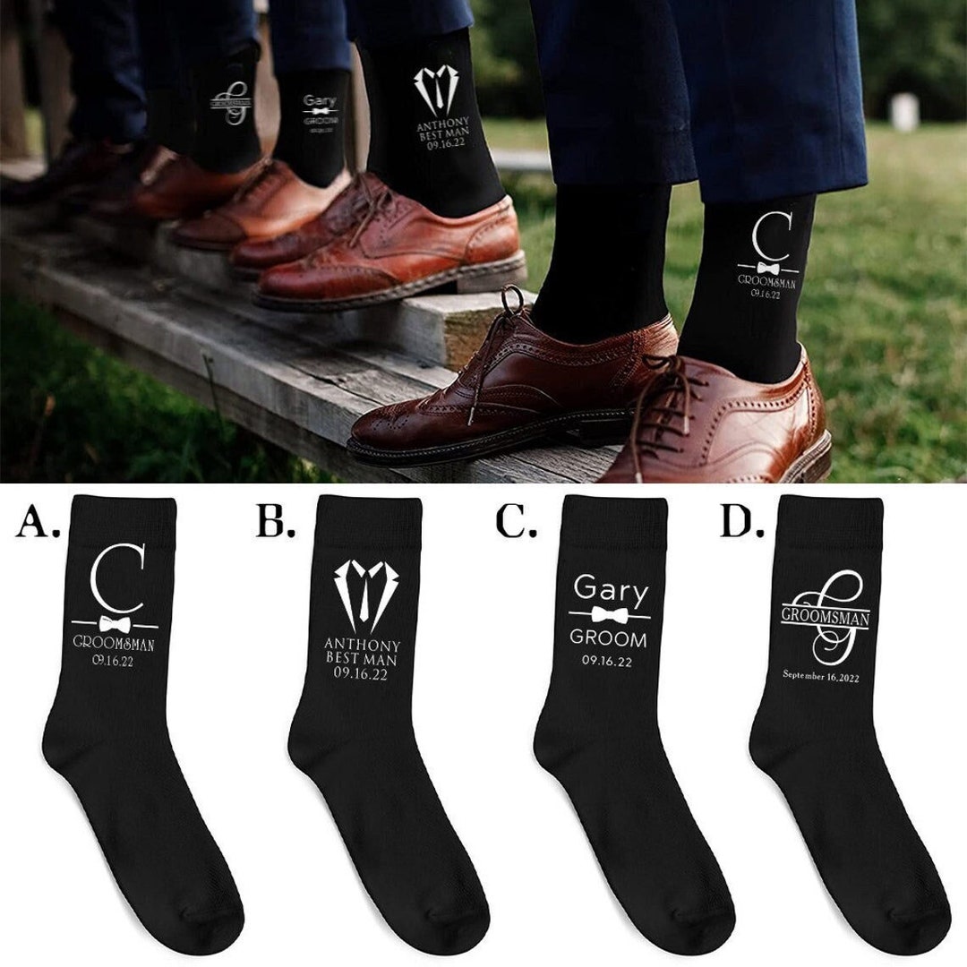 Personalized Groomsmen Socks, Wedding Party Socks, Custom Groom Socks
