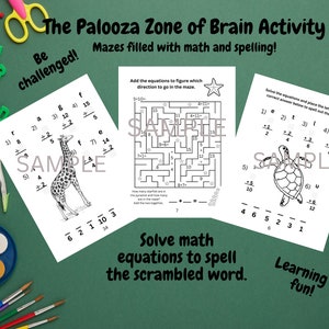 Palooza Zone Math Mazes and Math Equations
