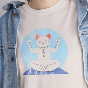 Cute Yoga Cat T shirt-Funny Yoga Cat T shirt-Yoga Tee with Cat-Yoga Wear-Yoga Pose Tshirt-Yoga Graphic Tee-Unisex Heavy Cotton Tee