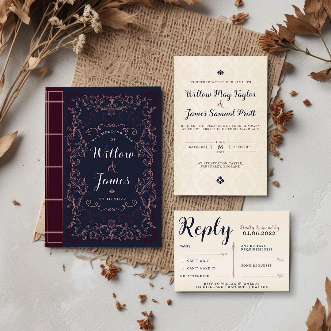 Fairytale Book Cover Style Invite Set | Vintage DIY Invitation ...