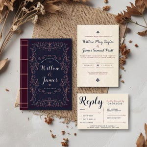 Fairytale Book Cover Style Invite Set | Vintage DIY Invitation | Editable Template | Digital Printable Invite | Literary Wedding #WILLOW