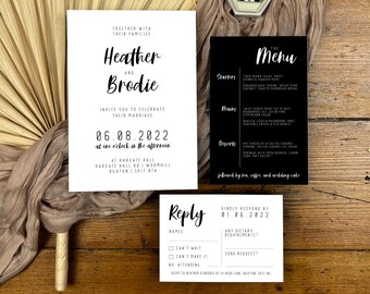 HEATHER | Wedding Invite Set | Modern DIY Invitation | Editable Template | Printable Invite | Instant Download | Minimalist Stationery