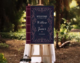 Märchen-Buchhülle Willkommensschild | Storybook DIY Hochzeitsdruck | Bearbeitbare Vorlage | Druckbare Zeichen | Sofortdownload | Literarische #WILLOW