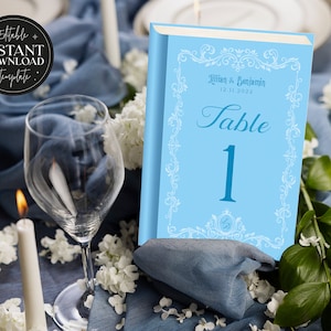 Wedding Table Numbers | Cinderella Book DIY Table Numbers | Editable Template | Printable Signage | Instant Download | Literary #LILLIAN