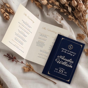 Literary Book Theme Wedding Program | DIY Order of Service | Editable Template | Printable Folded Booklet | Instant Download | #AURELIA