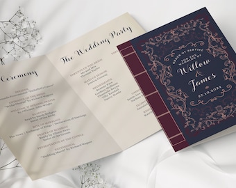 WILLOW | Fairytale Wedding Program | DIY Order of Service | Editable Template | Printable Folded Booklet | Instant Download | Literary