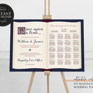 WILLOW | Fairytale Table Plan | Storybook Style DIY Wedding Seating Plan | Editable Template | Printable Sign | Instant Download | Literary