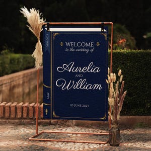 Literair welkomstbord | DIY-trouwbord in boekstijl | Bewerkbare sjabloon | Afdrukbaar bord | Direct downloaden |  Bibliotheek #AURELIA