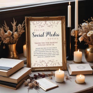 Social Media Sign | Fairytale DIY Wedding Print | No Photo Notice | Printable Sign | Instant Download | Literary | Fairytale #WILLOW