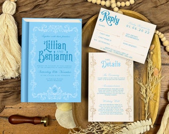 LILLIAN | Fairytale Book Invite Set | Vintage DIY Invitation | Editable Template | Printable Invite | Instant Download | Cinderella Wedding