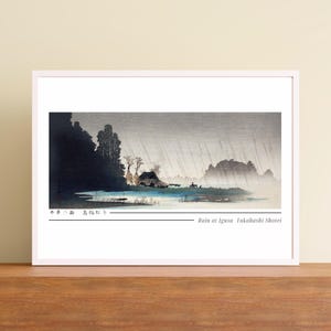 Rain At Igusa by Takahashi Shōtei, Giclée, Japanese, Art Print, Poster, Woodblock, Wall Art, Ukiyo-e, #010