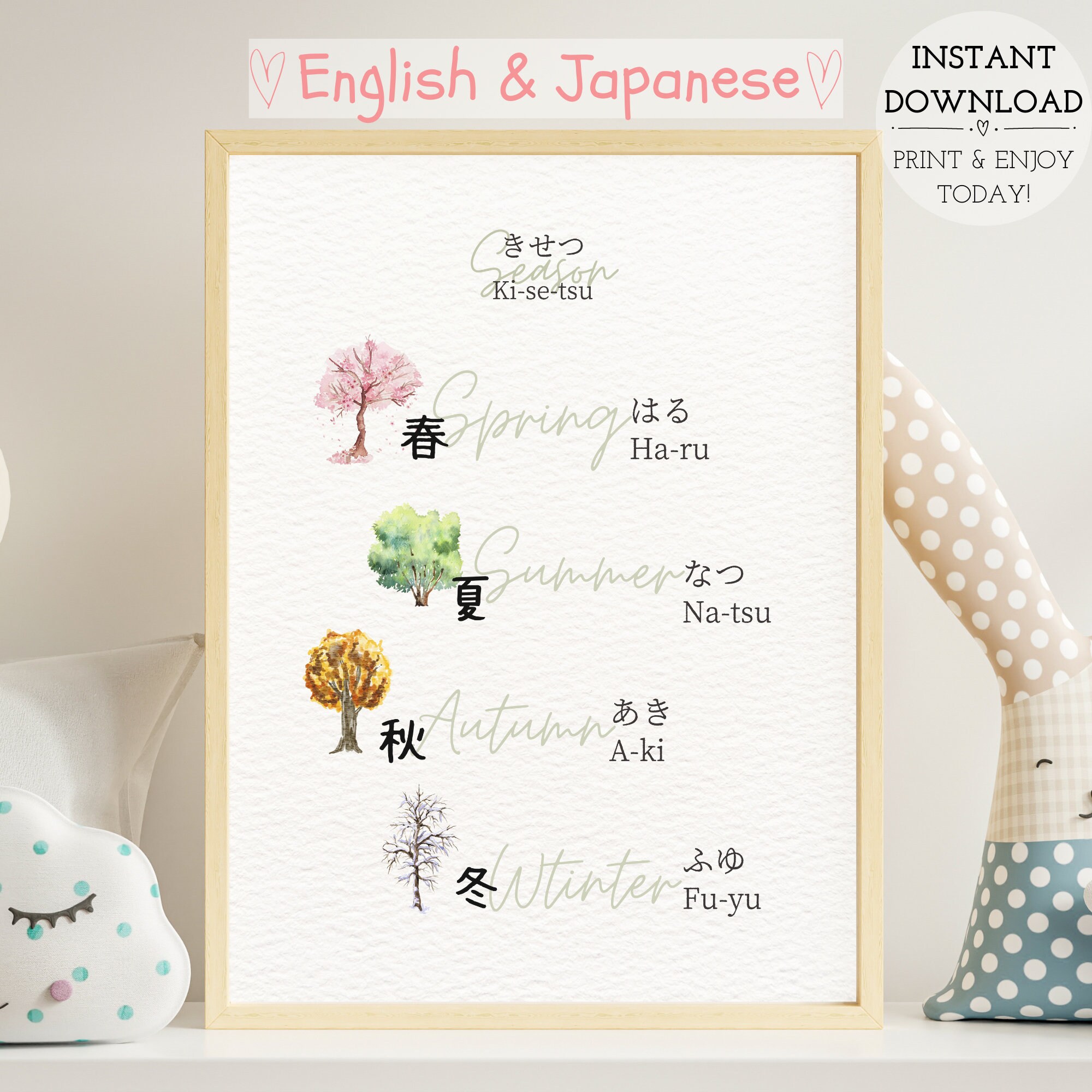 Printable Season Poster, Kids Wall Art, Children's Wall Art, Nursery ...