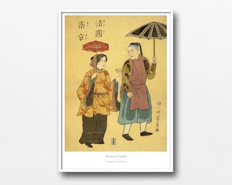 Chinese Couple Ukiyo-e Print – Westerners in Edo Japan by Utagawa Yoshikazu - #019