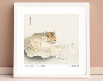 Tiger by Ohara Koson, Japanese Art Print, Poster, Home Decor, Wall Art, Square, Unframed, #003