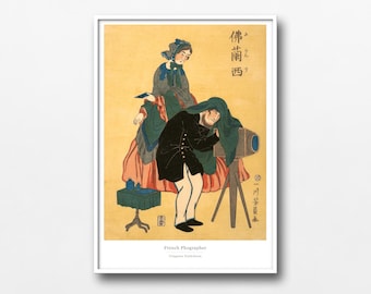 French Photographer Ukiyo-e Print – Westerners in Edo Japan by Utagawa Yoshikazu- #010