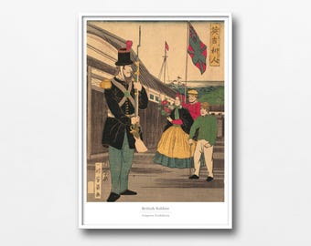 British Soldier Ukiyo-e Print – Westerners in Edo Japan by Utagawa Yoshikazu - #022