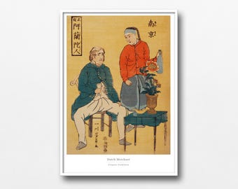Dutch Merchant Ukiyo-e Print – Westerners in Edo Japan by Utagawa Yoshikazu - #006