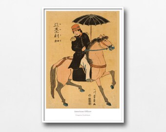 American Officer Ukiyo-e Print – Westerners in Edo Japan by Utagawa Yoshikazu - #003