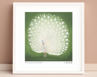 Peacock by Ohara Koson, Japanese Art Print, Poster, Home Decor, Wall Art, Square, Unframed, #006
