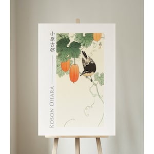 Bird and Khaki by Ohara Koson, Giclée, Art, Print, Poster, Wall Art, Japanese, Woodblock, Ukiyo-e, #022