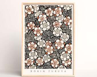 Japanese Pattern Art Print – Stylized Plum Blossom Design by Furuya Korin - #392