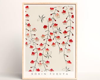 Japanese Pattern Art Print – Stylized Flowers Design by Furuya Korin - #394