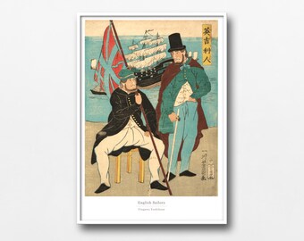 British Sailors Ukiyo-e Print – Westerners in Edo Japan by Utagawa Yoshikazu - #015
