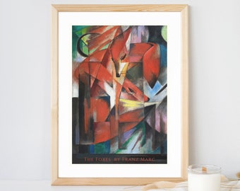 The Foxes By Franz Marc, Art Print, Poster, Home Decor, Wall Art, Unframed, Fox Art