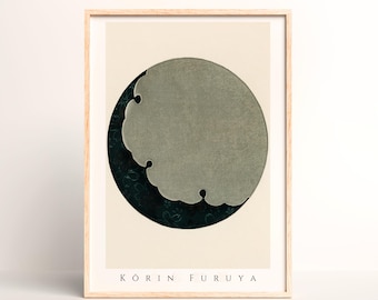 Decorative Japanese Art Print – Abstract Moon Motif by Furuya Korin - #395