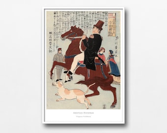 American Horseman Ukiyo-e Print – Westerners in Edo Japan by Utagawa Yoshikazu - #020
