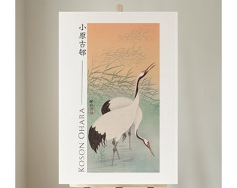 Digital Download, Two Cranes by Ohara Koson, Japanese Art Print, Poster, Home Decor, Wall Art, #065