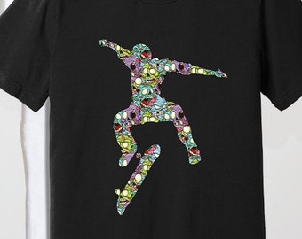 Skull Skateboarder Graphic Tee, Edgy Skater Shirt
