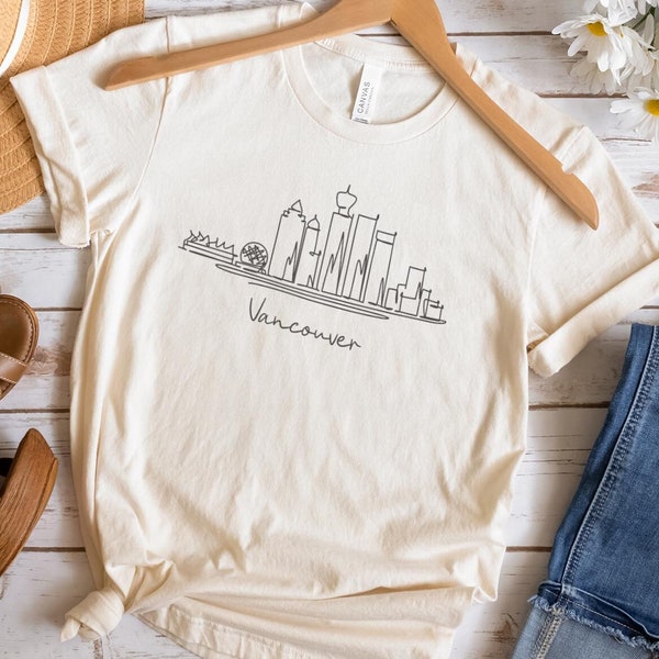 Vancouver Tshirt, Vancouver Skyline Shirt, Cadeau voor haar, Canada Souvenir, Reiscadeau, Vancouver City Shirt, Canada Travel Tee, Vancouver Tee