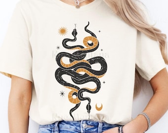 Unisex t-shirt med mystisk orm, vintagestil