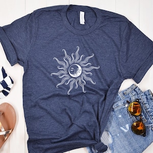 Mystic Moon And Sun Shirt, Mystical Moon Tshirt, Gift for Her, Boho Vintage Shirt, Moon Spiritual Shirt, Celestial Moon Shirt, Spiritual Tee