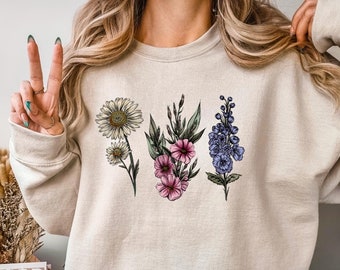 Custom Birth Month Sweatshirt, Grandma Sweatshirt, Personalized Sweater Grandma, Birth Flower Sweater, Birth Flower Shirt, Mother's Day Gift