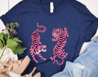 Pink Tiger Graphic T-Shirt, Animal Lover Gift