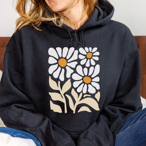 Sweat à capuche bohème fleurs sauvages, sweat-shirt fleuri surdimensionné image 1