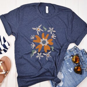 Boho Wildflower Unisex T-Shirt, Colorful Floral Tee image 1