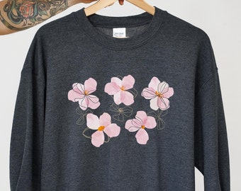 Bluza z różowymi kwiatami, kwiatowy nadruk, sweter unisex