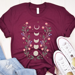 Moon Phases T-Shirt Moon Mystical Shirt Woman Boho TShirt Spiritual Gift For Her Moon Tee Astrology Moon Shirt Astronomy Lover Gift For Her