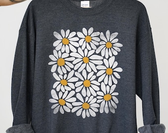 Boho Wildflower Sweatshirt, Floral Print Unisex Sweater