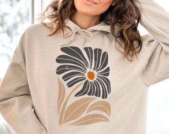Hoodie met wilde bloemen boho, gebloemd natuursweater, cadeau voor vrouwen