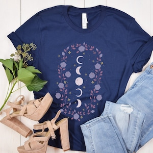 Moon Phases T-Shirt Moon Mystical Shirt Woman Boho TShirt Spiritual Gift For Her Moon Tee Astrology Moon Shirt Astronomy Lover Gift For Her