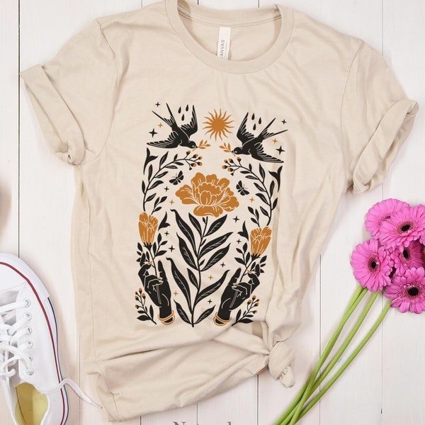 Flowers Tshirt, Good Vibes Shirt, Boho Wildflowers Tshirt, Boho Flowers Shirt, Magic Nature Shirt, Boho Mystical Flower Shirt, Flowers Lover