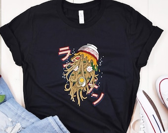 Camiseta unisex con estampado de tazón de ramen japonés.