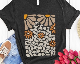 Boho Wildflower T-Shirt, Botanical Floral Tee, Art Nouveau Shirt