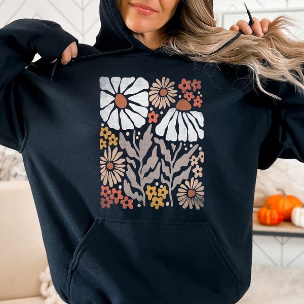 Wildblumen Shirt, Floral Kapuzen-Sweatshirt, Boho Wildblumen Shirt, Floral Natur Hoodie, Blumen Sweatshirt, Floral Hoodie, Geschenk für Frauen