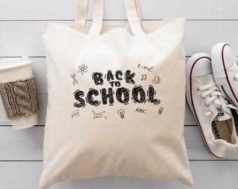 School Tote Bag, Boho Student Book Bag